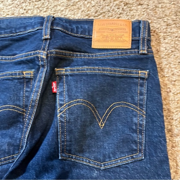 Levis Premium Denim Wedgie Jeans High Rise Dark Wash Stretch Tapered Leg Blue 26 - Picture 8 of 12
